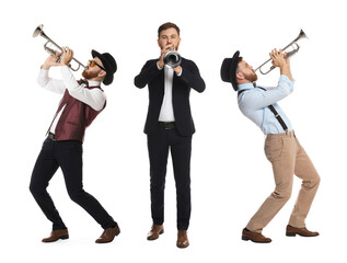 Man playing trumpet isolated on white. Collection of photos © New Africa