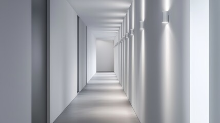 Obraz premium Recessed Lighting for Minimalist Hallways, Explore how recessed lighting can provide a clean, unobtrusive solution for illuminating minimalist hallways while maintaining a sleek and seamless design