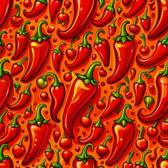 Fototapeta premium fiery, burning background with red hot pepper - pattern, seamless background. hot pepper 