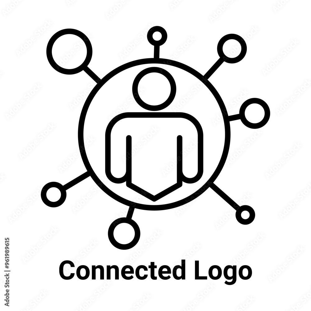 Wall mural connected logo, black and white