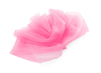 Beautiful pink tulle fabric on white background