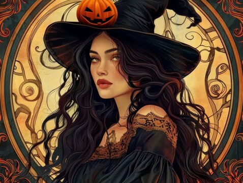 Beautiful Woman Concept character Art, Art Nouveau 2d