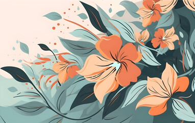 Fototapeta premium Illustration of Flowers and Leaves