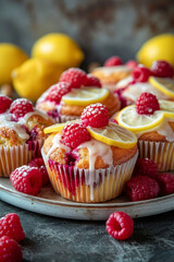 Lemon raspberry muffins with a lemon glaze