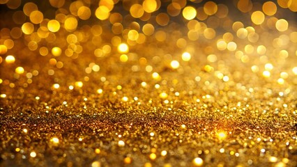 Golden Bokeh Glitter Background with Warm Sparkling Lights