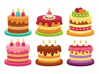 birthday-cake set of cake, vector-illustration

