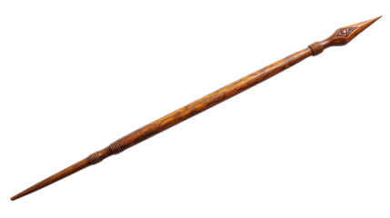 Wooden spear isolated on transparent or white background 