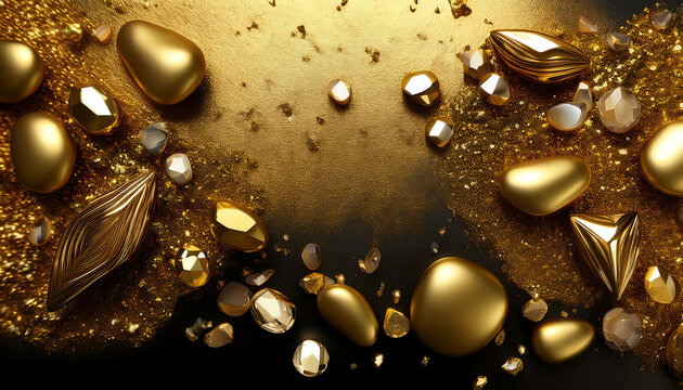  Vibrant luxury background with gold, stones, and glitter elements. _1(883)