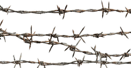 Barbed wire fence close up