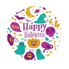 Happy Halloween typography calligraphy vector style with white background