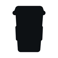Vector black coffee and tea silhouette icon. Simple drink  paper cup logo