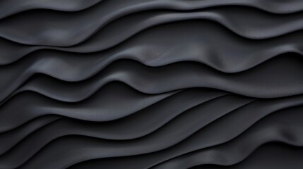 Fototapeta premium Elegant black fabric surface with smooth flowing waves and soft texture, perfect for fashion or interior design backgrounds.