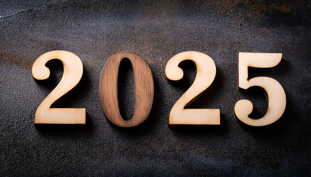  Vintage 2025 numbers on a dark textured background for New Year. _1(892)