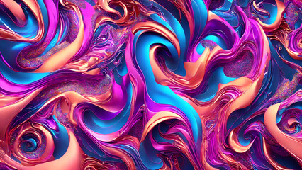 Colorful Glimmers in a Fluid Abstract background 3d wallpaper