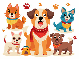 cartoon dog  vector, icon collection, cartoon-vector-illustration-of-various-cute-dog