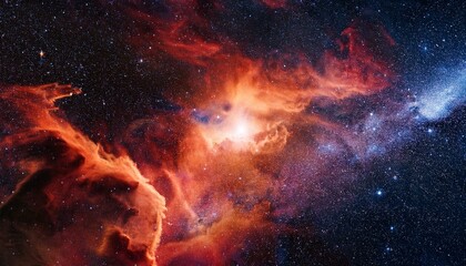 Stunning Red Nebula and Star Field in Deep Space, Cosmic Background for Science, Astronomy, and Space Exploration Concepts