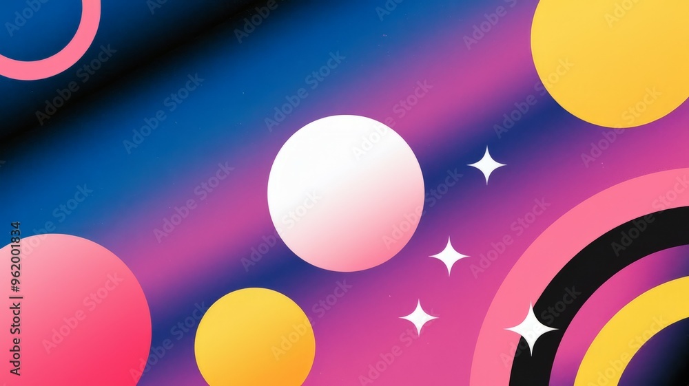 Poster colorful abstract space. colorful abstract space design with planets and stars on a gradient backgro