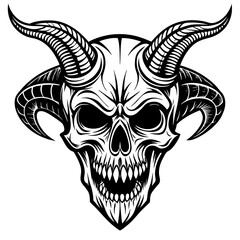 demons skull vector with-horns-on-white-background