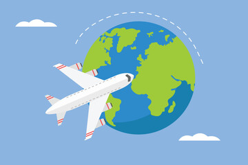 Air plane concept. Colored flat vector illustration isolated.