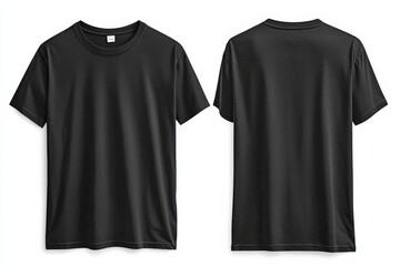Naklejka premium Black Tshirt Mockup Front and Back Isolated created with Generative AI