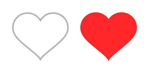 Vector isolated outline and fill hearts icon set