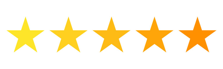 Vector illustration of yellow 5 Star rating icon set isolated
