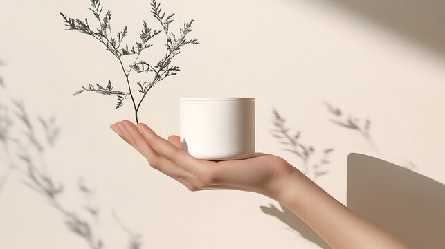 A white female hand holds a sleek product, showcasing its elegance and inviting consumers to explore its potential.
