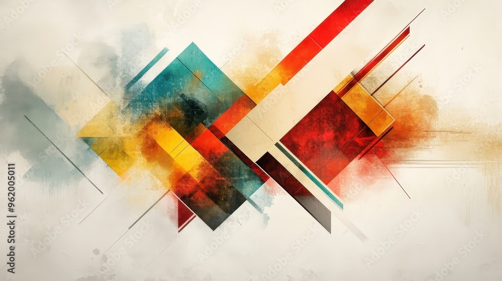 Poster geometric harmony: abstract shapes and patterns in modern color palette