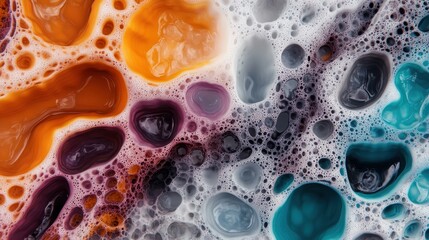 An abstract image featuring a vivid mix of colors forming bubble-like patterns, creating a dynamic...