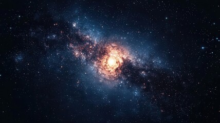 A stunning view of a galaxy shimmering in the vastness of space, showcasing swirling stars and cosmic wonders.