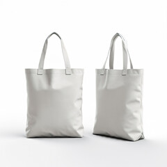 White blank tote bag design shopping handbag shoulder bag mock up isolated in white background