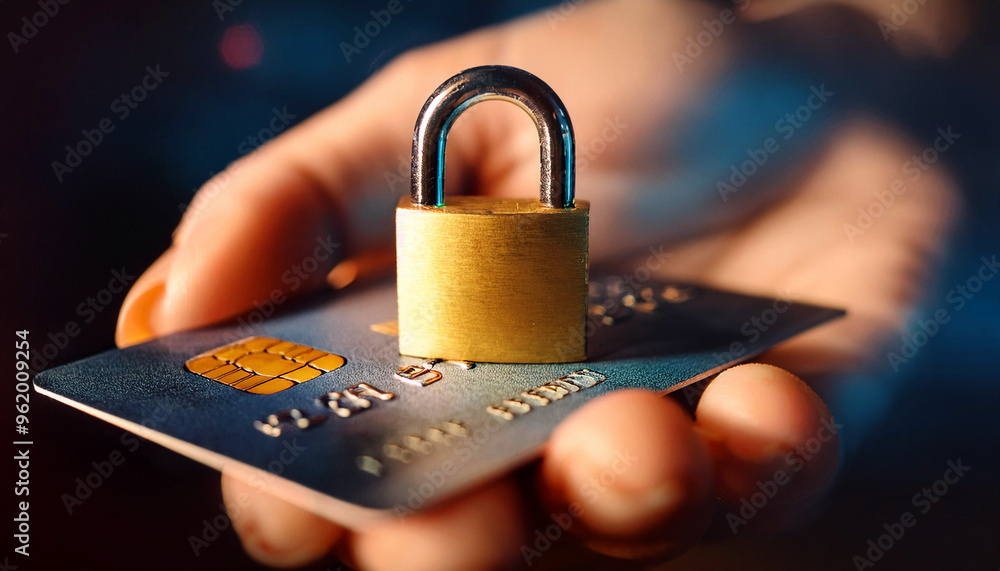 Poster secure your financial data with a credit card locking mechanism
