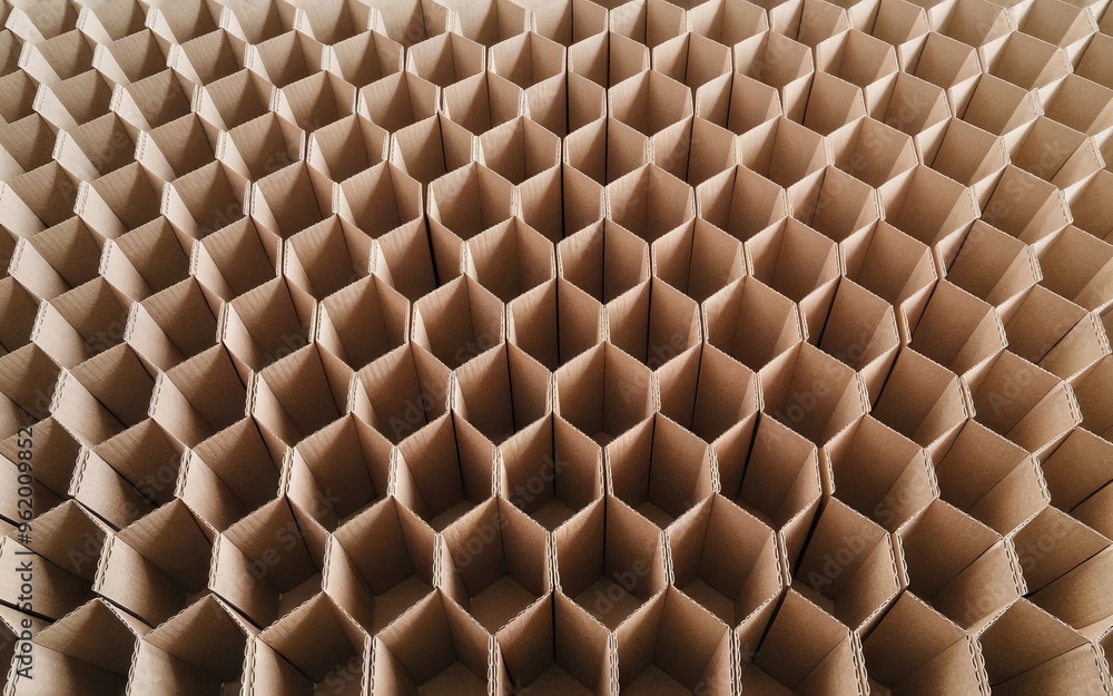 Poster honeycomb cardboard pattern. geometric cardboard pattern of hexagonal cells. texture, background, an