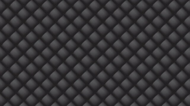 Upholstery quilted background animation. Quilted stitched background pattern. Black leather texture sofa backdrop