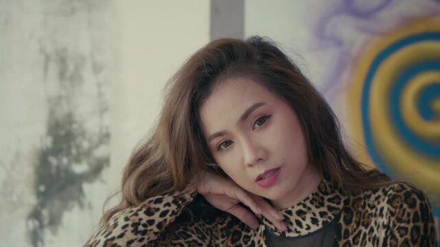 Portrait of sexy Asia woman. Summer fashion outdoor 