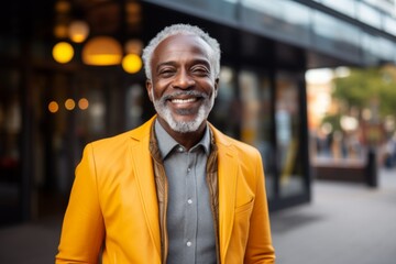 Fototapeta premium Portrait of a senior casual African American man in the city