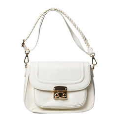 Female's white purse isolated in white backgroun copy space mock up space