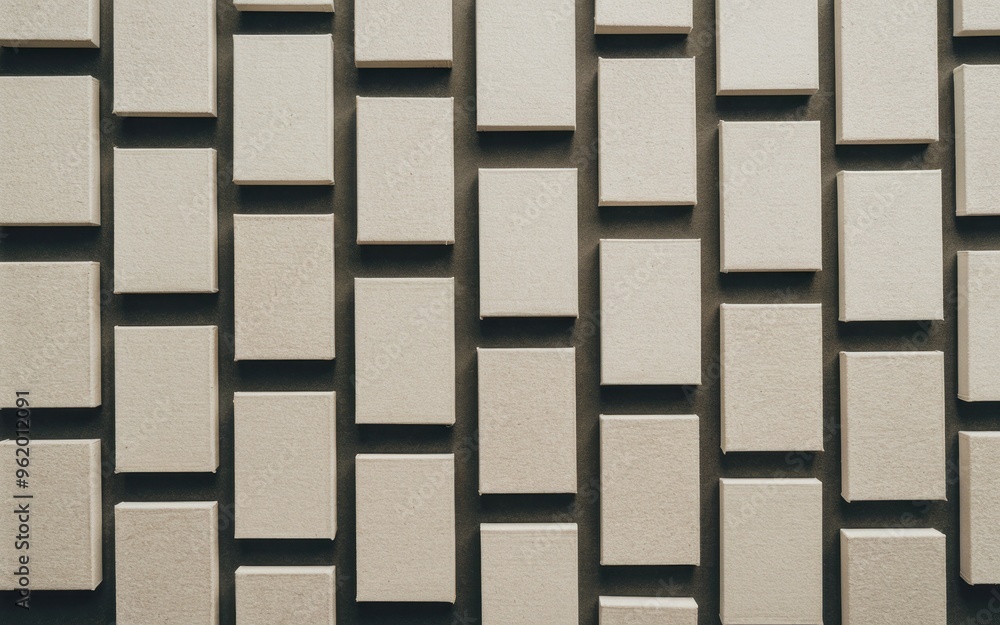 Aufkleber beige tiles pattern. geometric pattern of beige tiles, arranged in rows and columns, creating a mini