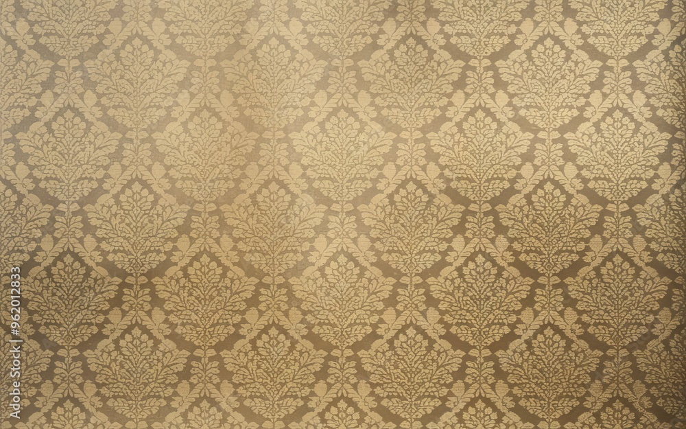 Poster damask pattern background. elegant gold damask pattern on a brown background, ideal for adding a tou