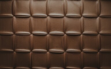 Naklejka premium Brown leather texture. Close-up shot of a brown leather texture with a quilted pattern, ideal for backgrounds and design projects.
