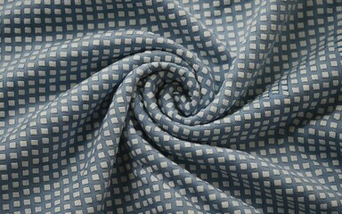 Fototapeta premium Blue fabric texture. Blue cloth with white square pattern. Texture for background.