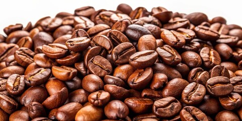 Fototapeta premium Close-up of Coffee Beans, Macro Photography, Roasted Coffee Beans, Coffee, Caffeine