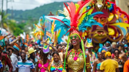 Fototapeta premium Vibrant Carnival Parade with Colorful Costumes