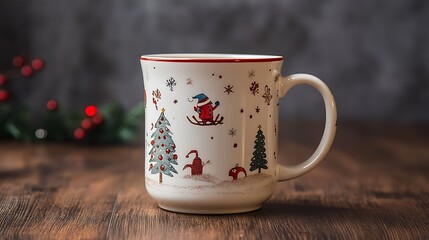 Festive Holiday Mug with Seasonal Decorations for Christmas Cheer