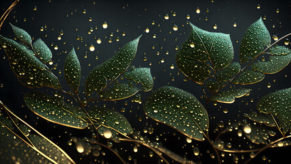 Water Droplets on a Leaf background 3d wallpaper