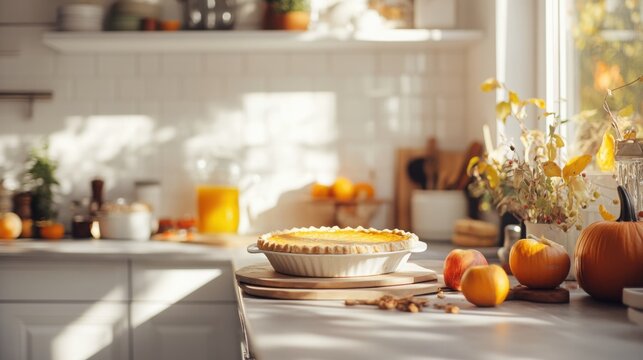 pumpking pie on a table