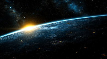 planet Earth from space, bathed in soft tones. The image conveys a sense of calm, isolation, and vastness, symbolizing unity, fragility, and the intricate beauty of our home planet