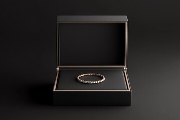 Elegant jewelry box showcasing a diamond bracelet, perfect for gift gifting, luxury, or special occasions on a black background.