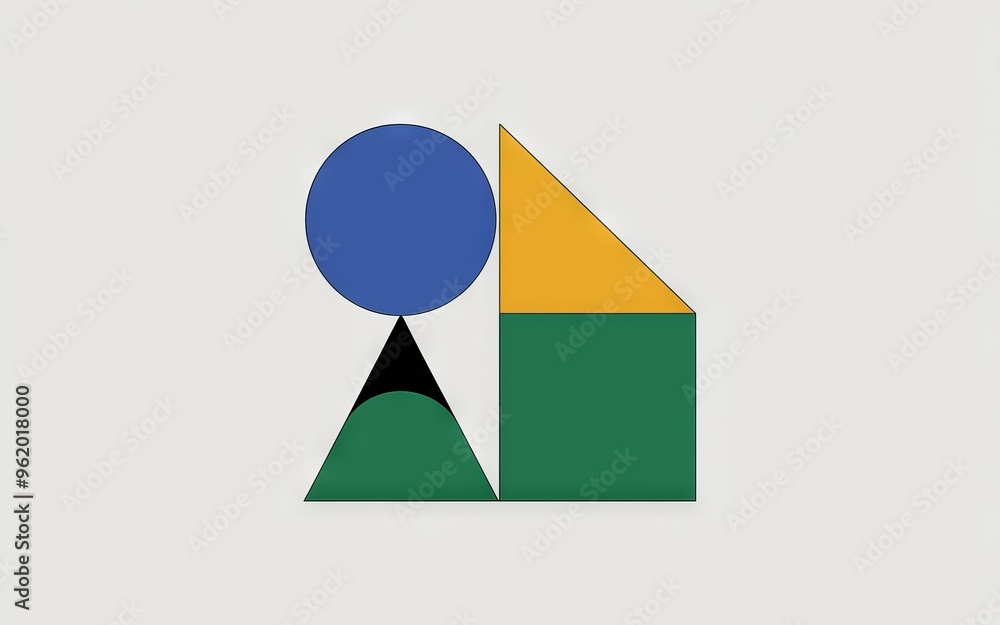 Poster abstract shapes design. simple geometric shapes, circle, triangle, and square in different colors, f