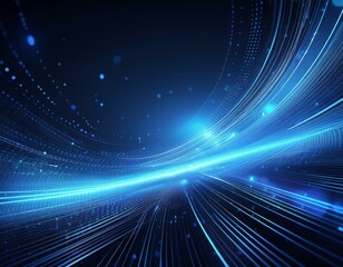 Futuristic Abstract Blue Geometric Lines and Shiny Circles on Dark Background - Modern Technological Design for Innovation and Digital Concepts